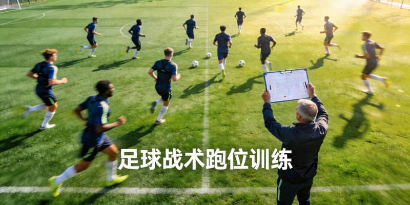 足球运动员在绿茵场上进行战术跑位训练视频预览图